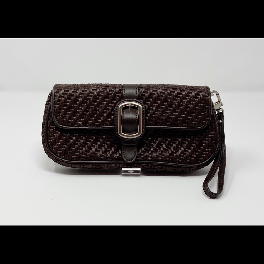 Ann Taylor Dark Brown Woven Wristlet Clutch